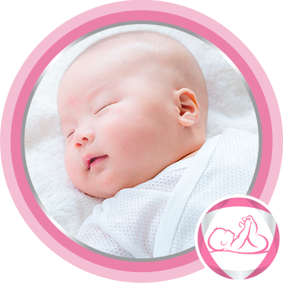 Little baby in diaper laying on bed after Bepanthen nappy cream was applied